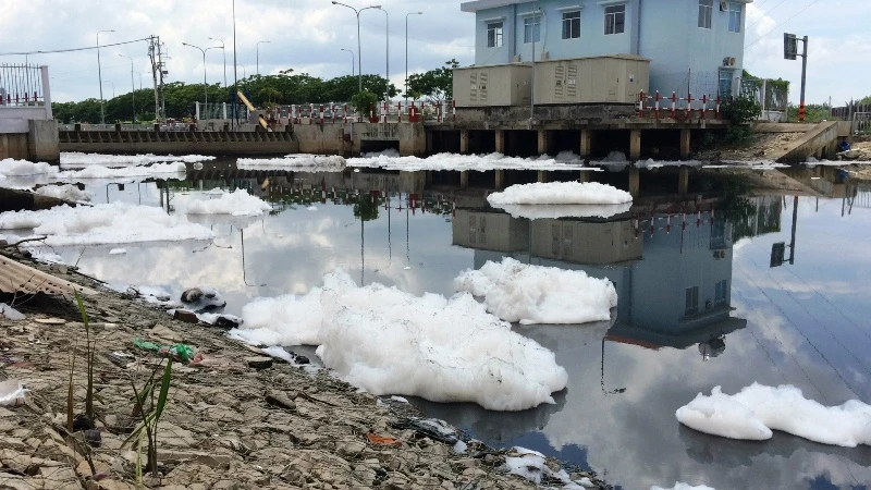 Theo người dân, rạch ruột ngựa khá bẩn, nước màu đen và hôi. 